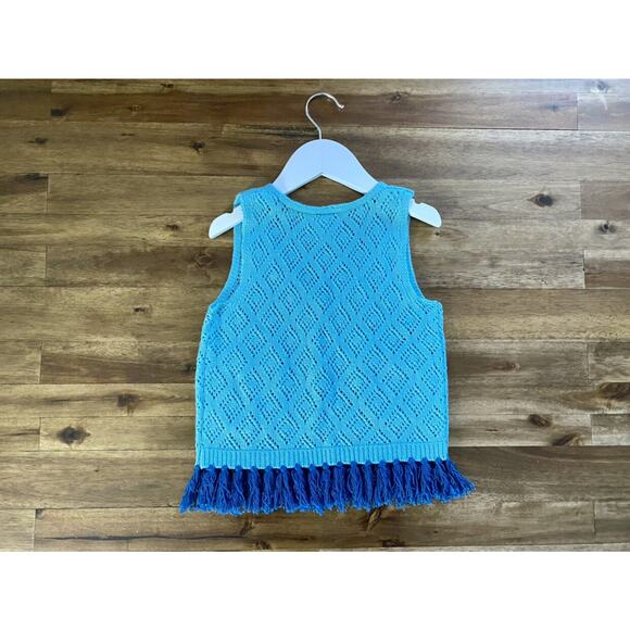 NEW Wildflowers Pocketful of Wonder Globe Trotter Blue Fringe Knit Vest Girls 4 - Picture 5 of 6